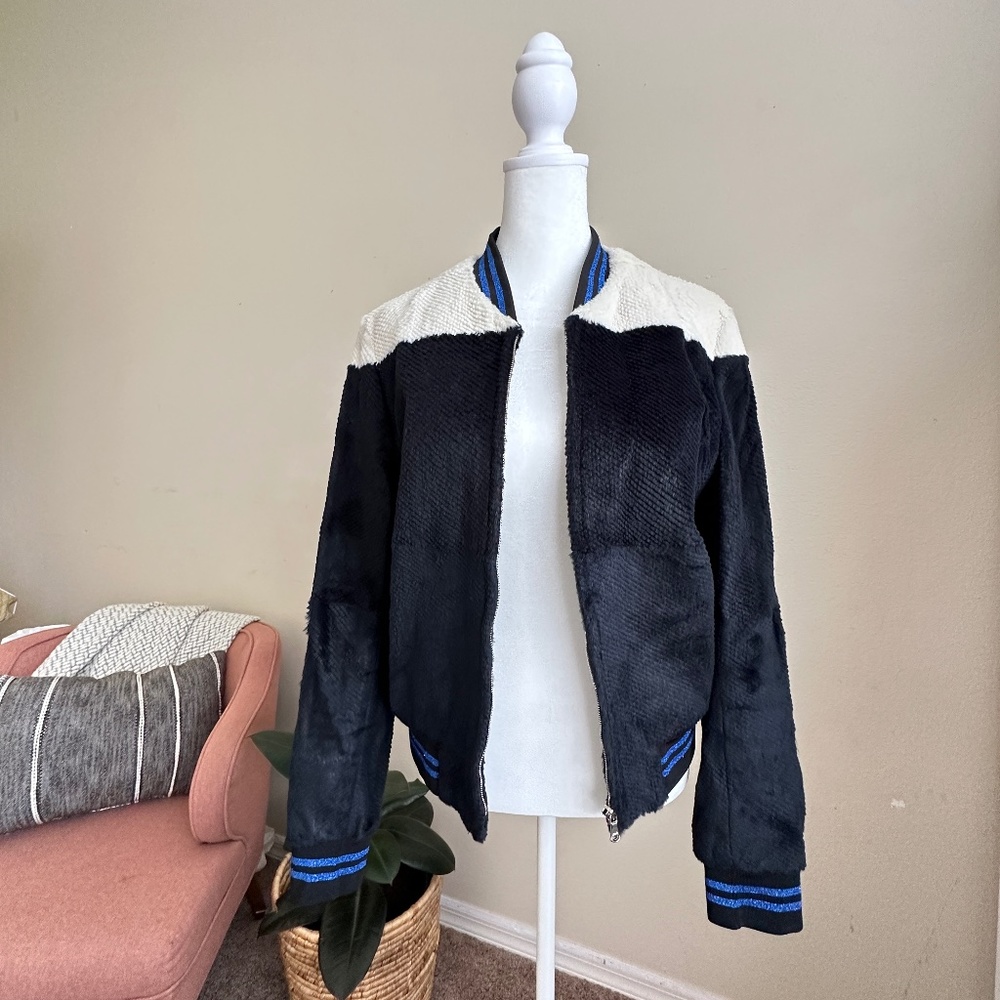 3.1 Phillip Lim Fur Bomber jacket black white black 6